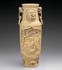 清中期 象牙雕人物故事图瓶